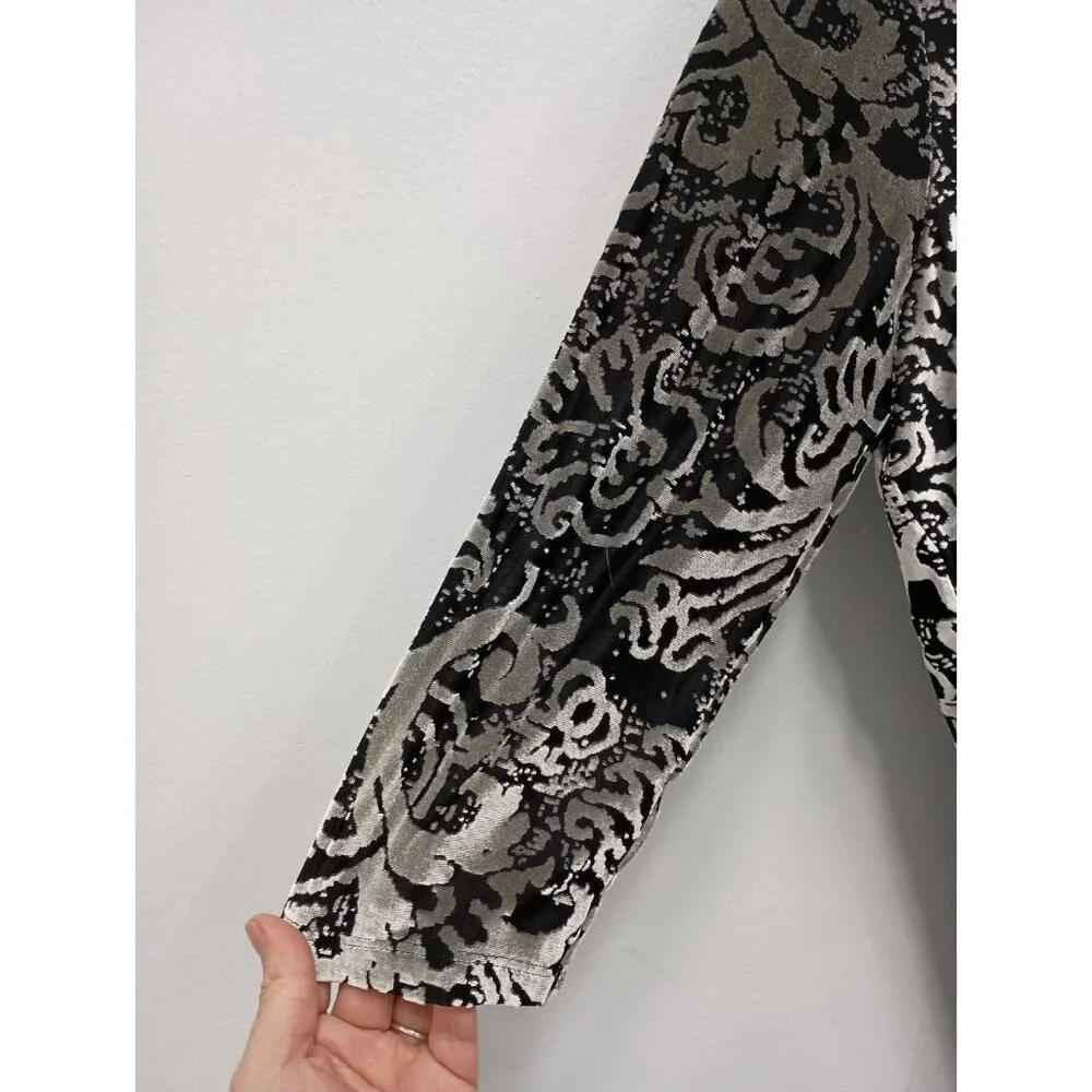Ruby Rd Womens Top Large Petite Silver Black‎ Floral Burnout Velvet Whimsygoth - Picture 6 of 12